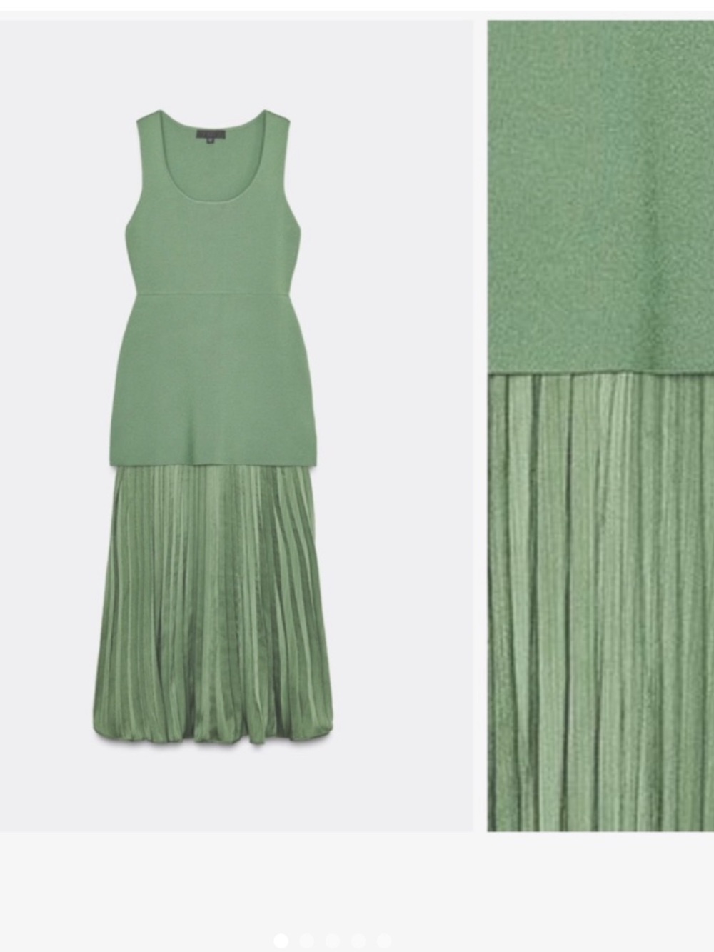 Zara Pleated Midi Skirt in Sage Green